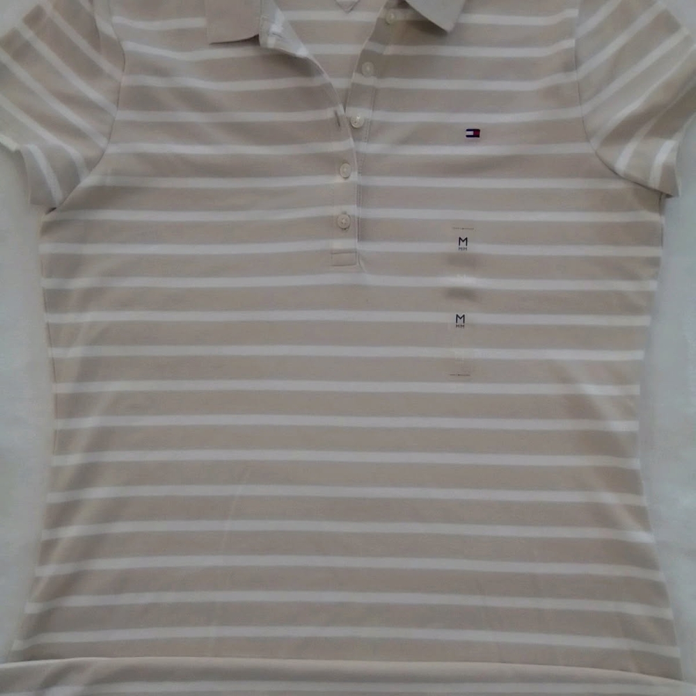 Tommy Hilfiger Women's Striped Polo Shirt - Cream